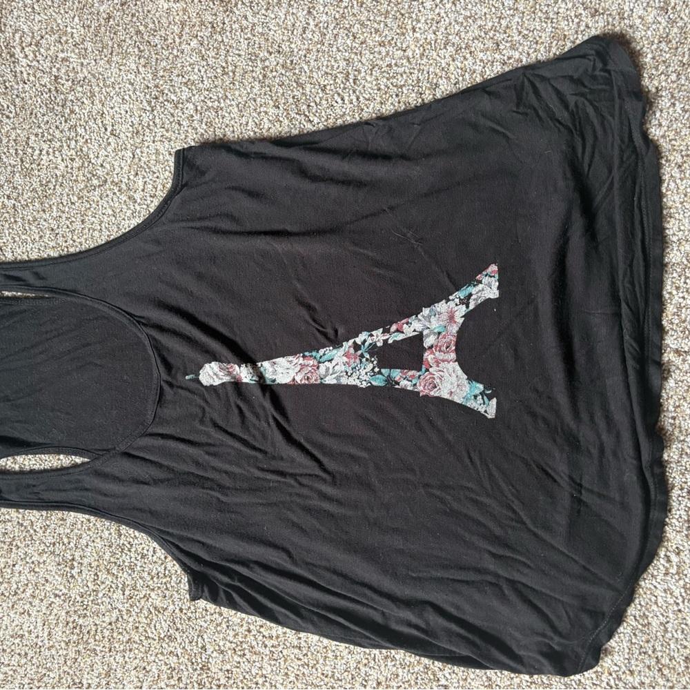 Floral Eiffel Tower and anchor Black Tank Top bundle